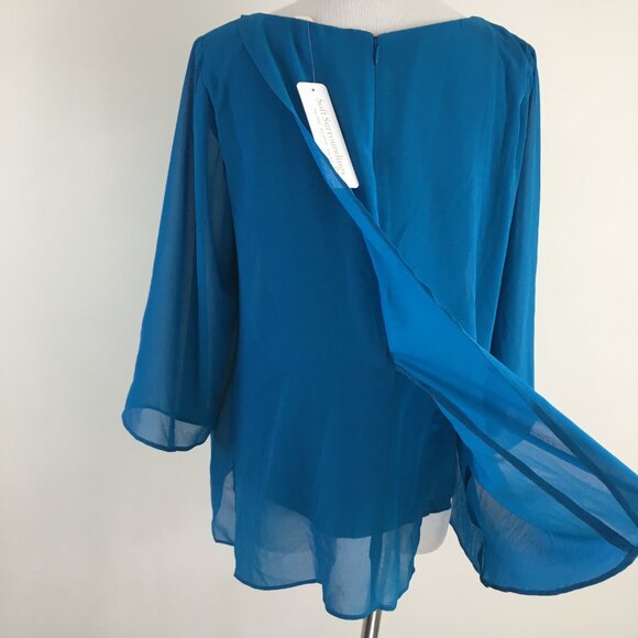 NWT SOFT SURROUNDINGS Petite Seaport Ethereality Top Front Back Overlays Shirt - Picture 10 of 14